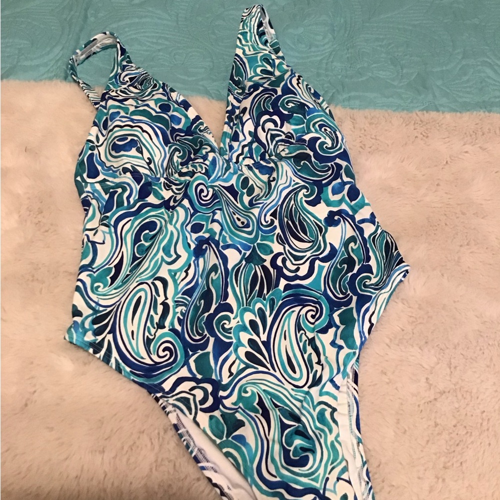 VENUS Turquoise and White Swimsuit